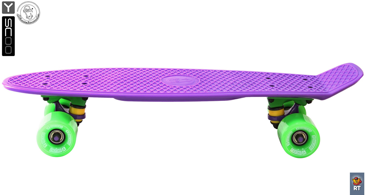 Скейтборд виниловый Y-Scoo Fishskateboard 22" 401-Pr с сумкой, фиолетово-зеленый  